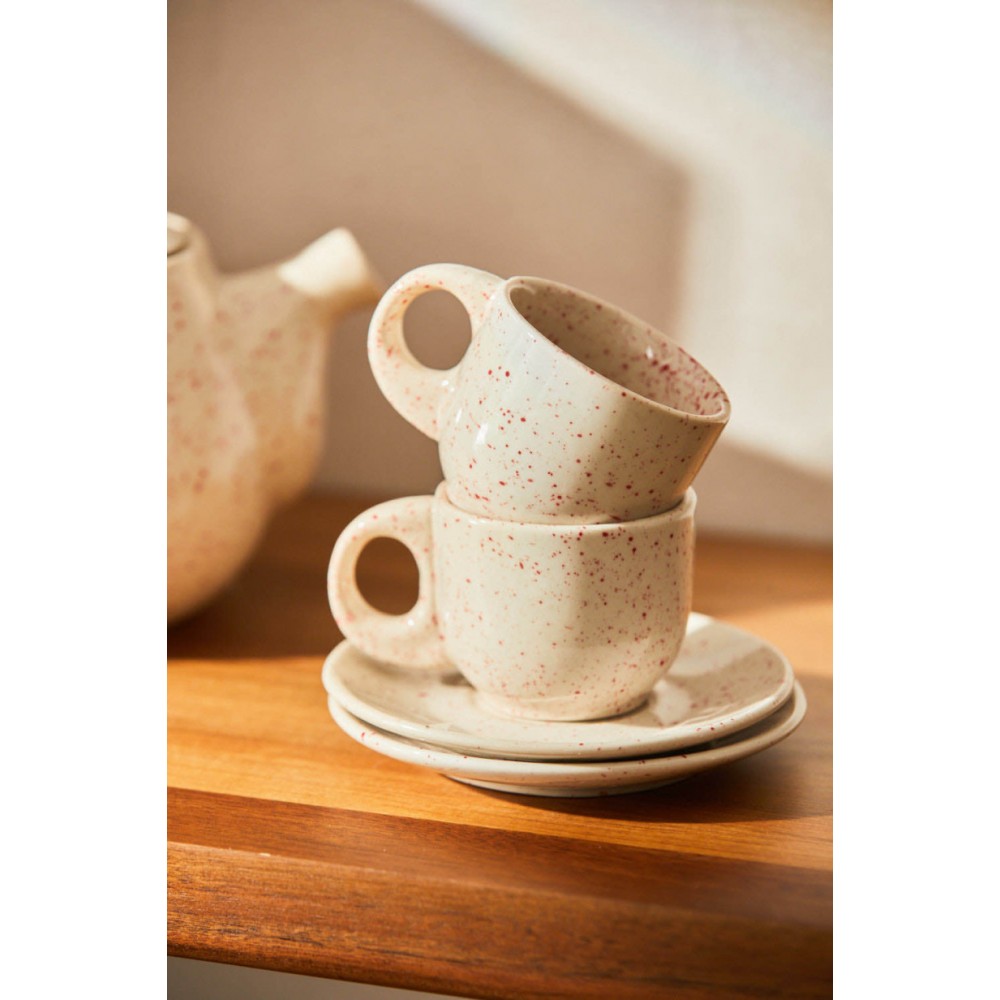 Calma House - Σετ 2 Κεραμικά Φλιτζανάκια Chip Red