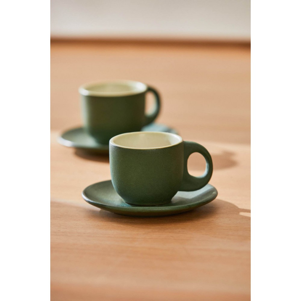 Calma House - Σετ 2 Κεραμικά Φλιτζανάκια Matcha Green