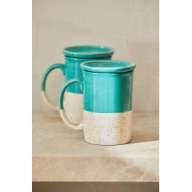 Calma House - Κεραμική Κούπα Με Καπάκι Chai Turqoise