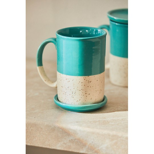 Calma House - Κεραμική Κούπα Με Καπάκι Chai Turqoise
