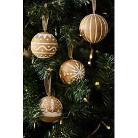 Calma House - Σετ 4 Χριστουγεννιάτικες Μπάλες Mery Natural