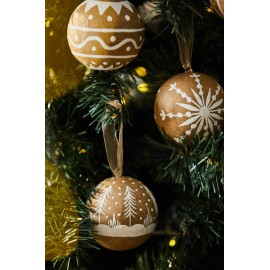 Calma House - Σετ 4 Χριστουγεννιάτικες Μπάλες Mery Natural