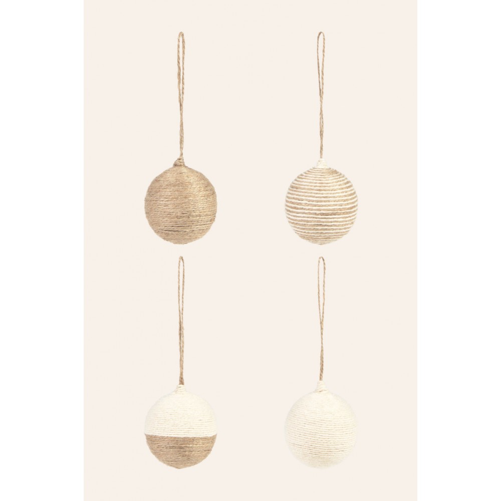 Calma House - Σετ 4 Χριστουγεννιάτικες Μπάλες Ural Natural