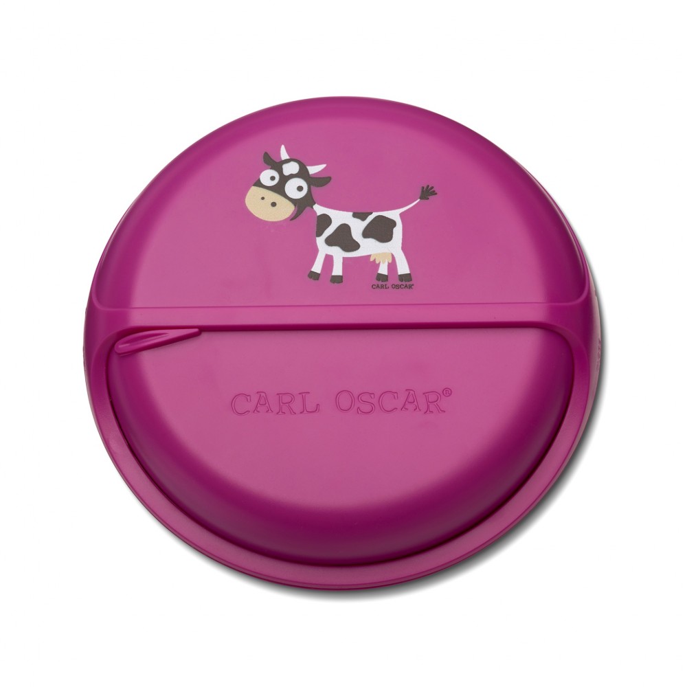 Carl Oscar - Στρογγυλό Φαγητοδοχείο Με Θήκες 15cm BentoDISC™ Αγελάδα Μωβ