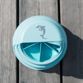 Carl Oscar - Στρογγυλό Φαγητοδοχείο Με Θήκες 15cm BentoDISC™ Δελφίνι Μπλε