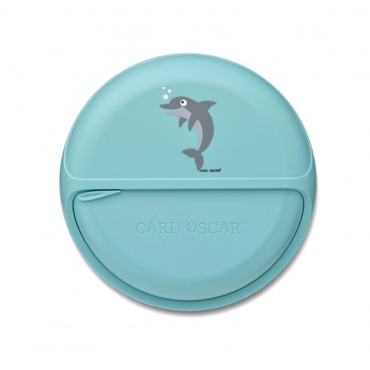 Carl Oscar - Στρογγυλό Φαγητοδοχείο Με Θήκες 12cm BentoDISC™ Δελφίνι Μπλε