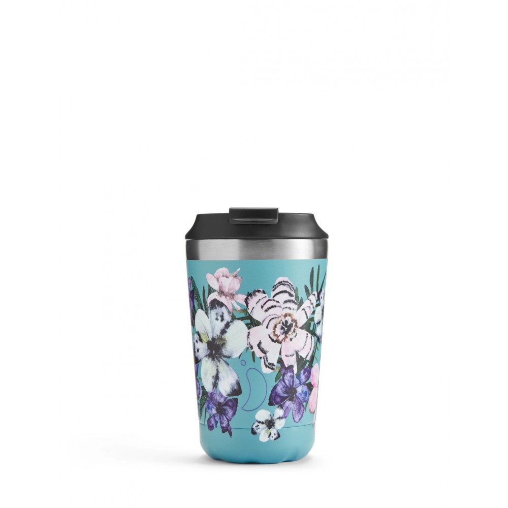 Chillys Bottles - Coffee Cup Floral Feathered Florals 340ml