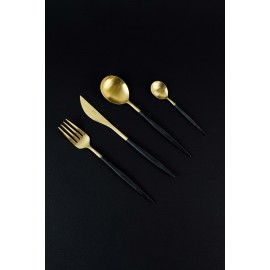 Dalper - Σετ Μαχαιροπίρουνα MYA Black Handle White Gold 24τμχ