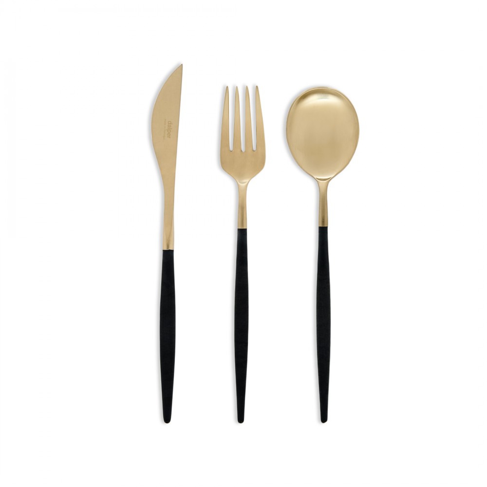 Dalper - Σετ Μαχαιροπίρουνα MYA Black Handle White Gold 24τμχ