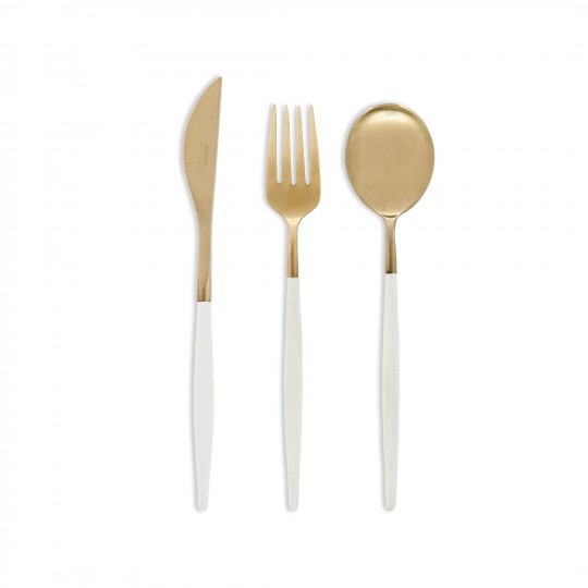 Dalper - Σετ Μαχαιροπίρουνα MYA White Handle White Gold 24τμχ