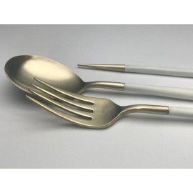 Dalper - Σετ Μαχαιροπίρουνα MYA White Handle White Gold 24τμχ