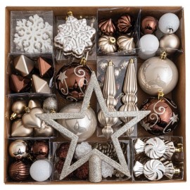 Σετ 98 Τεμαχίων Διακοσμητικά Στολίδια 3-12cm Και Κορυφή 20cm
