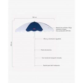 Flamingueo - Ομπρέλα παραλίας 160cm Με UPF 50+ Αντηλιακή Προστασία Navy Blue Dania