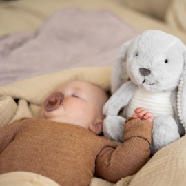 Flow - Λούτρινο Λαγουδάκι Milo Light Grey Με Λευκούς Ήχους & Μουσική Επαναφoρτιζόμενο