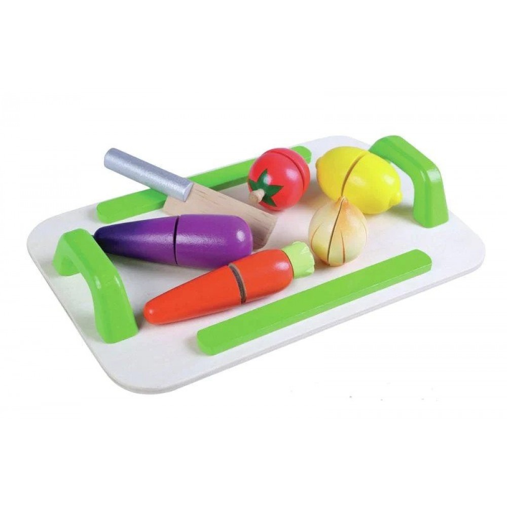 Gerardo's Toys - Ξύλινος Δίσκος Λαχανικών Με Μαχαίρι Κοπής