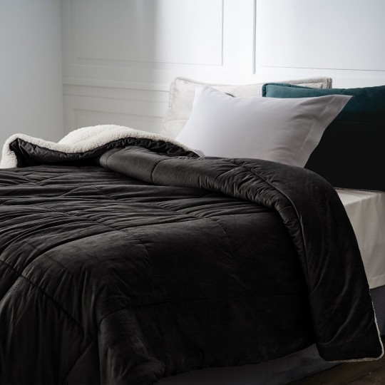 Gofis Home - Πάπλωμα-Κουβέρτα 170x220cm Teddy Graphite Black 407/45