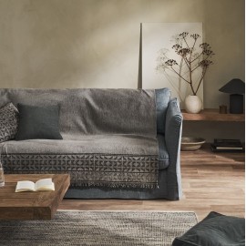 Gofis Home - Ριχτάρι Πολυθρόνας 180x180cm Indira Ash Beige/ Black 258/13