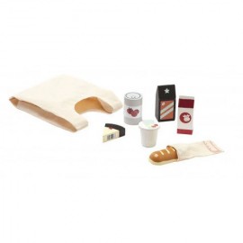 Kids Concept - Σακούλα Για Ψώνια Με 6 Ξύλινα Προϊόντα