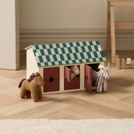 Kids Concept - Ξύλινος Στ΄άβλος Με 3 Αλογάκια Sam, Dotty, Vera