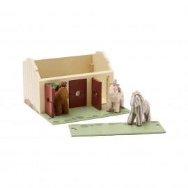 Kids Concept - Ξύλινος Στ΄άβλος Με 3 Αλογάκια Sam, Dotty, Vera