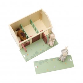 Kids Concept - Ξύλινος Στ΄άβλος Με 3 Αλογάκια Sam, Dotty, Vera