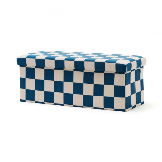 Kids Concept - Σκαμπό με Αποθηκευτικό Χώρο 80cm Check Teal