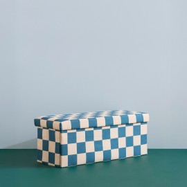 Kids Concept - Σκαμπό με Αποθηκευτικό Χώρο 80cm Check Teal