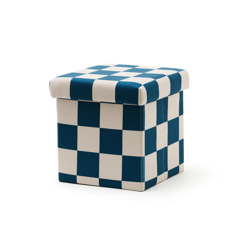 Kids Concept - Σκαμπό με Αποθηκευτικό Χώρο 30cm Check Teal