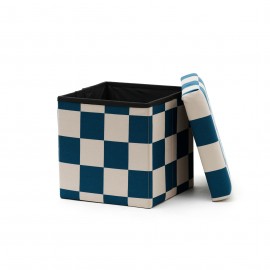 Kids Concept - Σκαμπό με Αποθηκευτικό Χώρο 30cm Check Teal