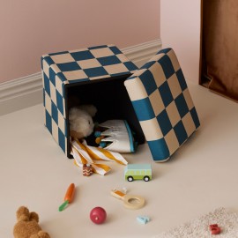 Kids Concept - Σκαμπό με Αποθηκευτικό Χώρο 30cm Check Teal