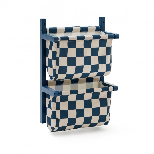 Kids Concept - Επιτοίχιο Υφασμάτινο Ράφι Αποθήκευσης Check Teal