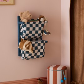 Kids Concept - Επιτοίχιο Υφασμάτινο Ράφι Αποθήκευσης Check Teal