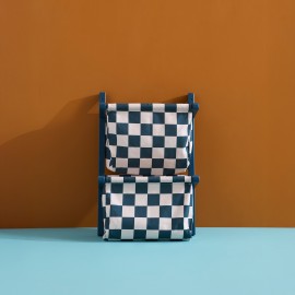 Kids Concept - Επιτοίχιο Υφασμάτινο Ράφι Αποθήκευσης Check Teal