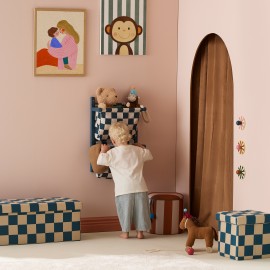 Kids Concept - Επιτοίχιο Υφασμάτινο Ράφι Αποθήκευσης Check Teal