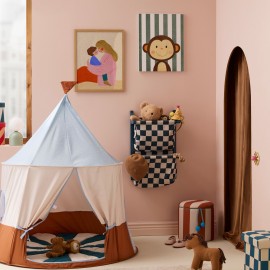 Kids Concept - Σκαμπό με Αποθηκευτικό Χώρο 40cm Brown Stripes