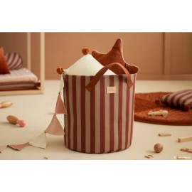 Nobodinoz - Καλάθι Αποθήκευσης Marsala Taupe Stripes