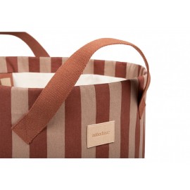 Nobodinoz - Καλάθι Αποθήκευσης Marsala Taupe Stripes