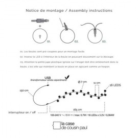La Case De Cousin Paul - Γιρλάντα Με 16 Φωτάκια Rosee Χωρίς Μετασχηματιστή
