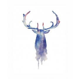 Brookpace Lascelles - Art Print Watercolour Stag Με Ξύλινη Κορνίζα