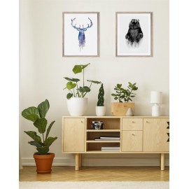 Brookpace Lascelles - Art Print Watercolour Stag Με Ξύλινη Κορνίζα
