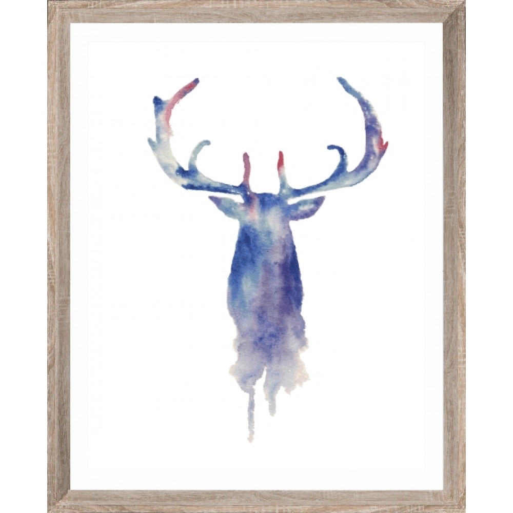 Brookpace Lascelles - Art Print Watercolour Stag Με Ξύλινη Κορνίζα