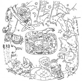 Les Droles De Bouilles - Σετ Τραπέζι Με Επιφάνεια Χρωματισμού & 2 Σκαμπό Σαφάρι