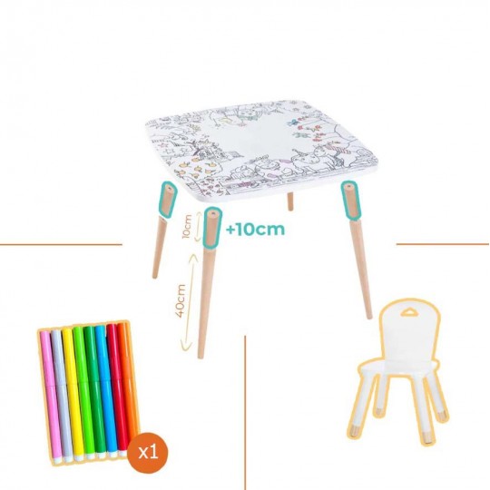 Les Droles De Bouilles - Σετ Τραπέζι Με Επιφάνεια Χρωματισμού &  Καρεκλάκι Artist