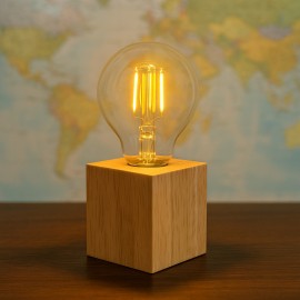 Light Me Up - Τετράγωνη Ξύλινη Βάση Επιτραπέζιο Φωτιστικό