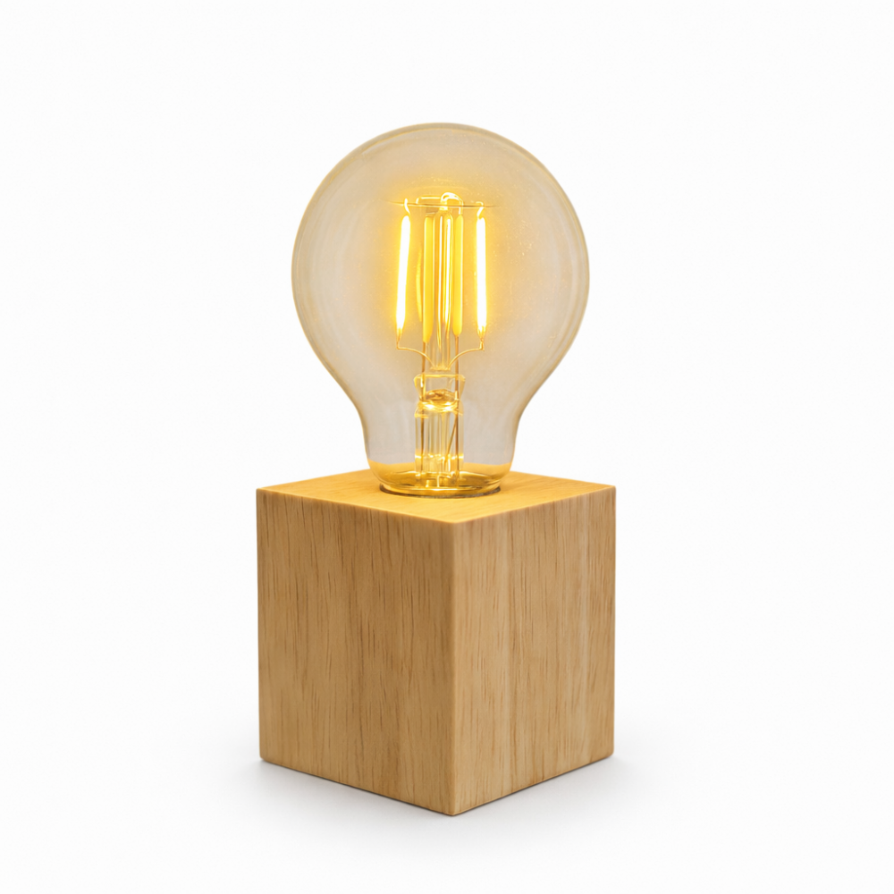 Light Me Up - Τετράγωνη Ξύλινη Βάση Επιτραπέζιο Φωτιστικό