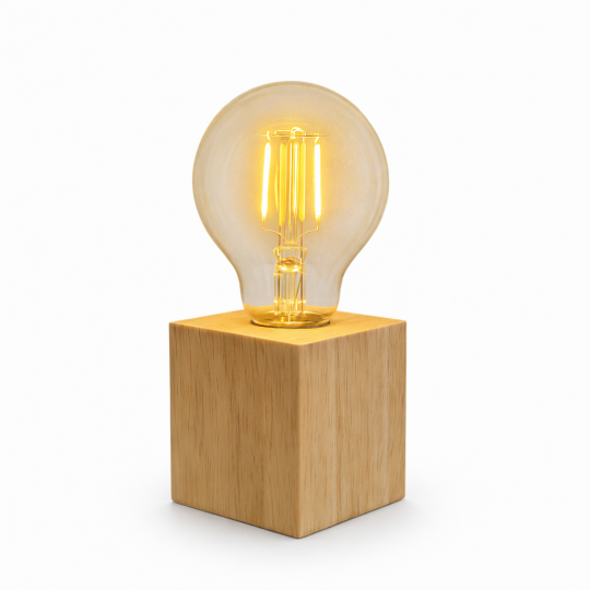 Light Me Up - Τετράγωνη Ξύλινη Βάση Επιτραπέζιο Φωτιστικό