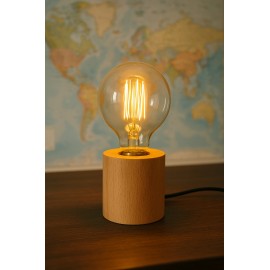 Light Me Up - Κυλινδρική Ξύλινη Βάση Επιτραπέζιο Φωτιστικό