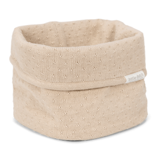  Little Dutch - Καλαθάκι Αλλαξιέρας Πλεκτό Pure Soft Beige 15x15cm