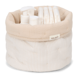  Little Dutch - Καλαθάκι Αλλαξιέρας Καπιτονέ Pure Soft Beige Stripes 20x15cm