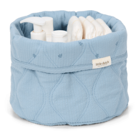  Little Dutch - Καλαθάκι Αλλαξιέρας Καπιτονέ Pure Denim Blue 20x15cm